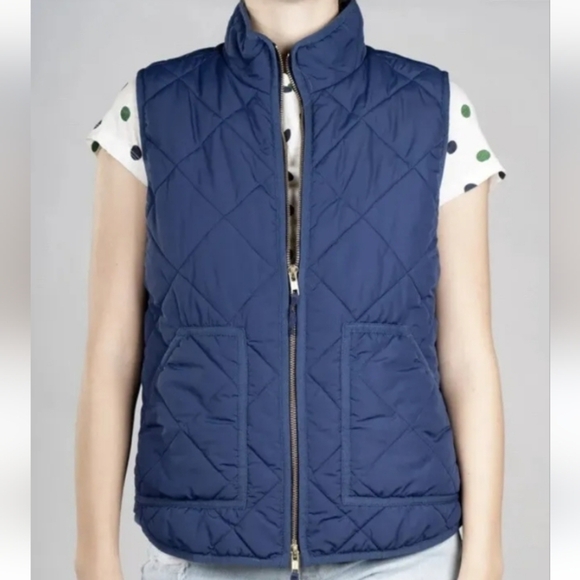 JCrew quilted puffer mercantile vest full zip front pockets navy blue M - Picture 4 of 11